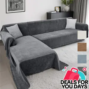 Inovaday Sofa Cover Sectional Couch Covers, 2 Pieces Washable L Shaped Couch Covers Sofa Blanket for Dogs Pet Friendly Sectional Sofa Slipcovers Furniture Covers