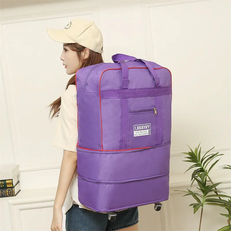 Expandable Wheeled Travel Duffle Bag - Sturdy Polyester Large-Capacity Foldable Rolling Portable Travel Gear with 5 Universal Wheels, Ideal for Storage, Outdoor Trips