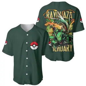 Rayquaza Pokemon Baseball Jersey Anime, Style Baseball Jersey Anime Shirt , Baseball Shirt Movie Cartoon