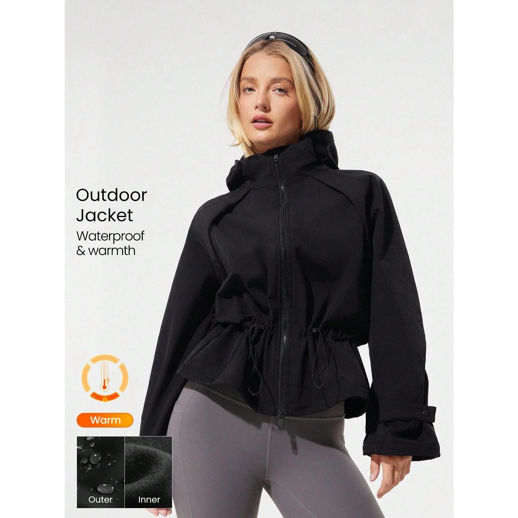 GLOWMODE Wild One Waterproof Warm Breathable Adjustable Waist Cuffs Hood Fleece Jacket Outdoor Hike Daily Wear GLOWMODE Wild One Waterproof Warm Breathable Adjustable Waist Cuffs Hood Fleece Jacket Outdoor Hike Daily Wear
