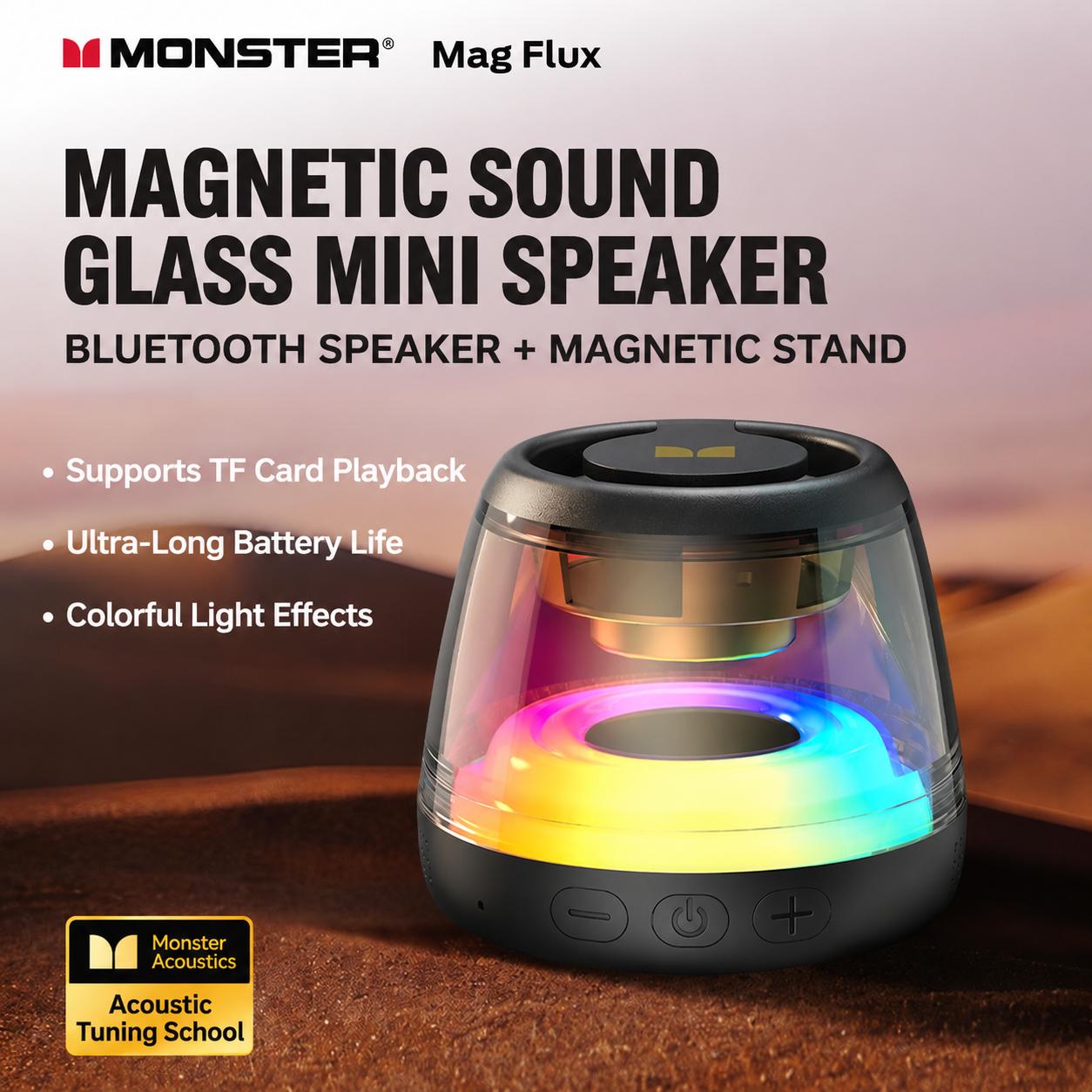 Monster Portable Mini Wireless Bluetooth Speaker, RGB Light Show, TWS Stereo Sound, 2 Speakers Pairing, 360° Surround Sound, Magnetic Suction, TF Card Support, Bluetooth 6.0, Ultra-Long Battery Life, for Home, Outdoor, Party - SummerWins - DealsForYouDays detail 3