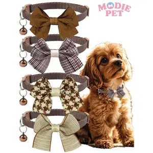 Adjustable Cute Collars for Cats and Dogs - Pet Collar with Decorative Bow Knot, Attached Bell