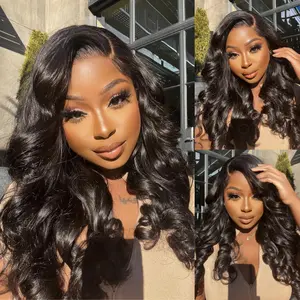 Beautyforever Pre Cut Lace 7x5/13x4 Glueless Put On And Go Body Wave Natural Black Color Human Hair Wig Adjustable