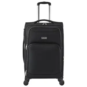 VEVOR Softside Expandable Luggage with Spinner Wheels, 24-Inch Softside Checked Medium Luggage, Lightweight Checked Suitcase with Expandable Zippered Pocket and TSA Lock, Black