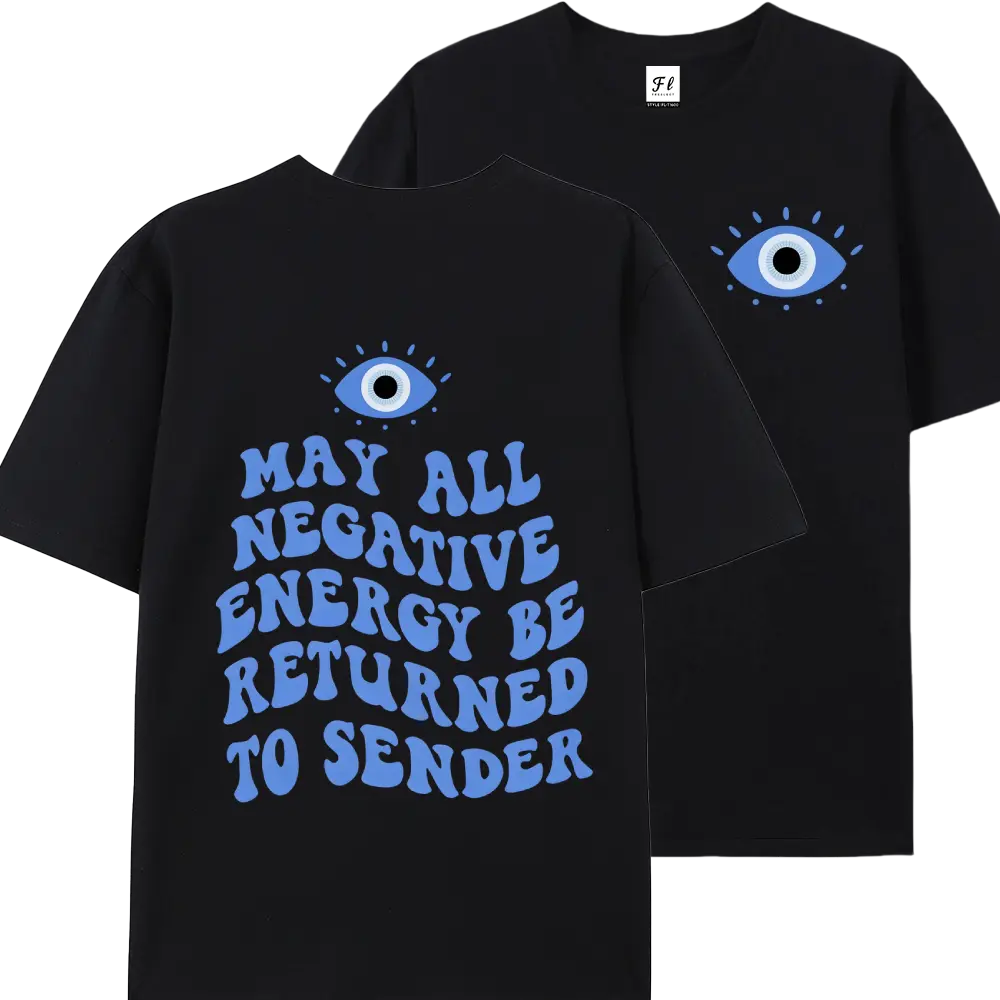 Evil Eye Energy Shield T-Shirt, Gift for Men and Women, Short-Sleeve Loose Soft 100% Cotton Streetwear, Unisex Casual Clothing