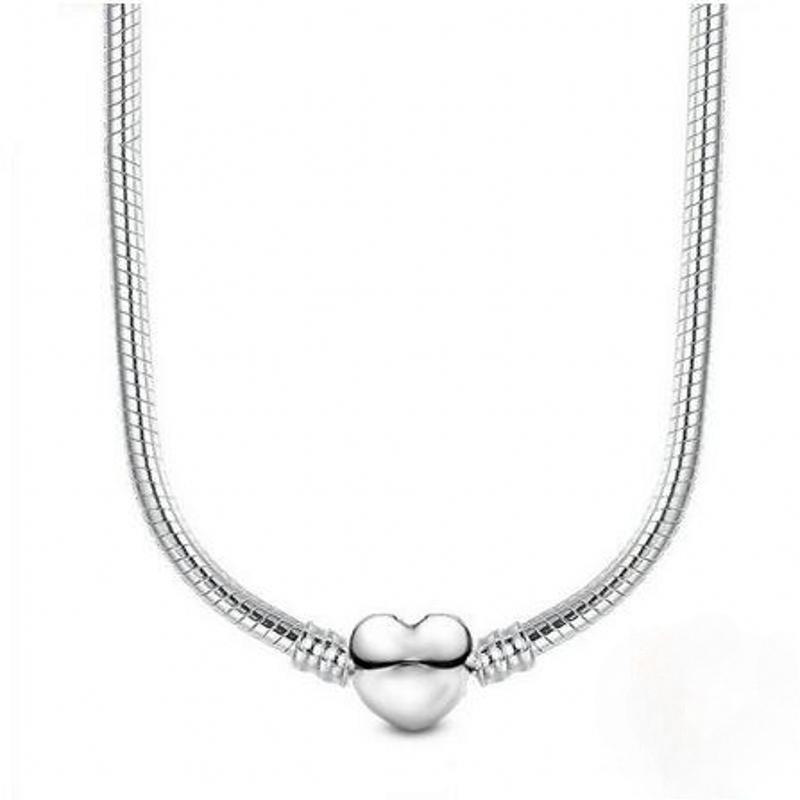 Aesthetic 925 Silver Snake Chain Necklace, Secure Ball Clasp Beads ...