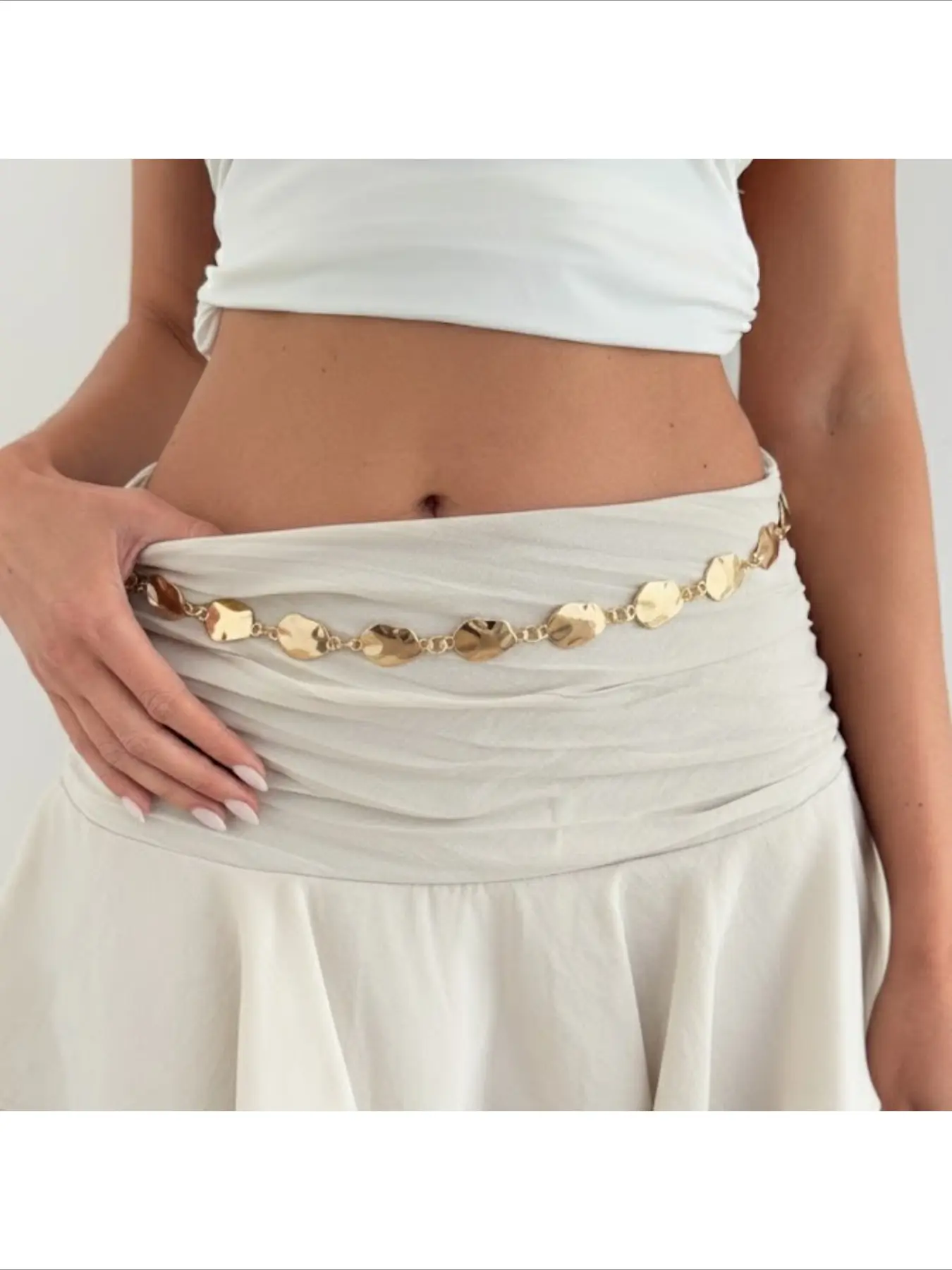 gold Y2K oval paperclip chain belt Fashion Tassel Gold Chain Belt Female Y2K Metal Designer  main image 3
