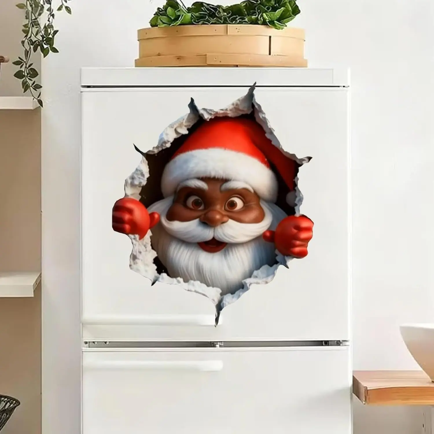2026 New Black Waterproof PVC Santa Face Wall Decals Set Pack, 2PCS Removable Peel & Stick Cartoon Stickers for Home Wall, Door, Window Decor, Christmas Home Supplies by toolupgrade
