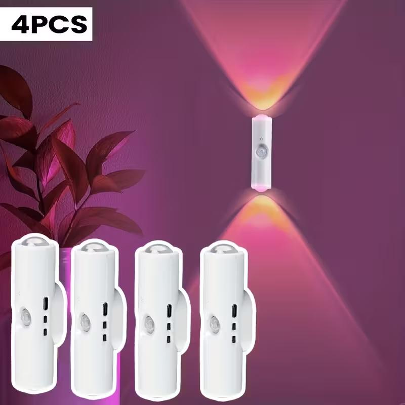 USB Rechargeable Smart LED Night Light with Motion Sensor, RGB Gradient Dimmable Wall Lamp for Indoor Ambient Lighting, Magnetic Step Lamp for Bedroom Hallway, Stairs, Wardrobe, Entryway Home Decor