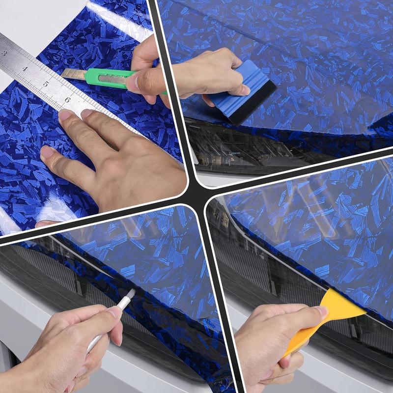 Forged Carbon Fiber Vinyl Wrap With 5PCS Tool Kits, High Gloss Car Wrap Vinyl Roll, DIY Decal Auto Vehicle Film Sheet with Air Release Technology Self Adhesive 1ft x 5ft