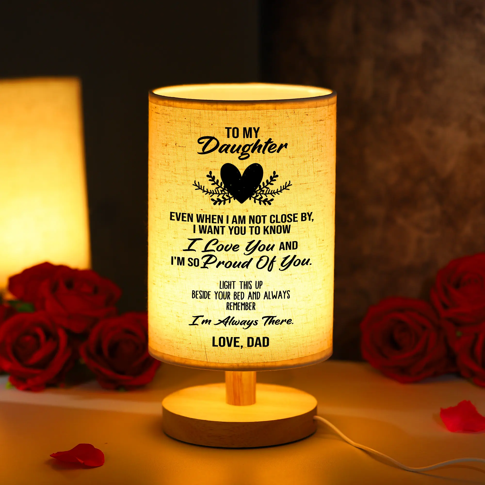Gifts for Daughter from Dad, To My Daughter Table Lamp Gifts from Dad, Father Daughter Valentines Day Graduation Christmas Gifts for Grown Daughter Birthday