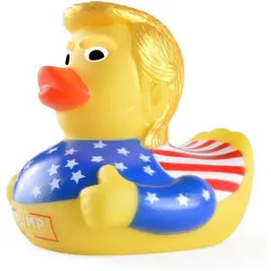 Self-Recovering Trump Rubber Duck Bath Toys - 4 Inch Large, 1 Piece - Patriotic Stars & Stripes Design, Funny Jeep Dashboard Decorations, Perfect, Kids Birthday Party