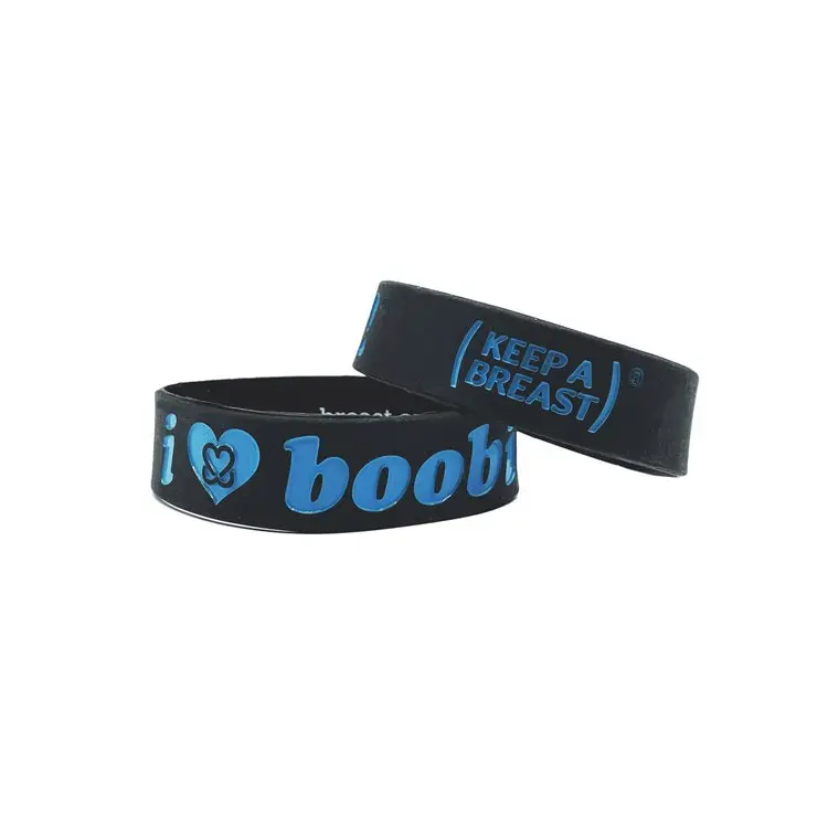 i love boobies! Classic Bracelets - Black Sky (Black / Blue) - 2 Pack