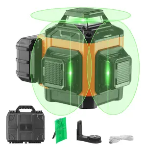 fathersdaygift  VEVOR 100ft Self Leveling Laser Level, Manual Green 3x 360 Cross Line Laser, Manual Self-leveling Mode IP54 Waterproof 8h Continuous Working Time Line Laser, Battery/Stand Included