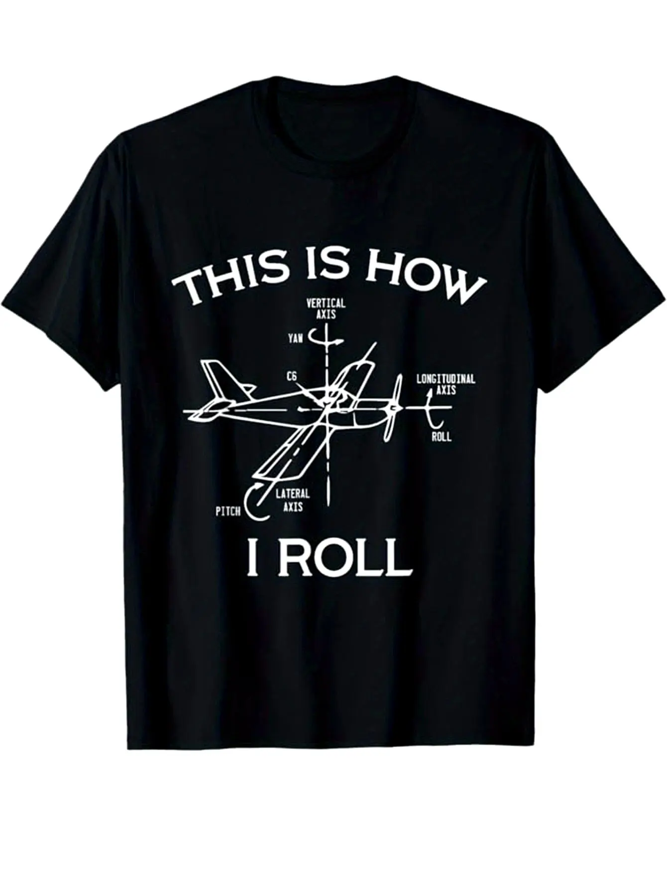 Men's aviation theme aircraft pilot pattern T-shirt-black with white aircraft and aircraft control panel printing, leisure crew neck short sleeve..., quick-dry performance, street casual look, for adults, travel outfit