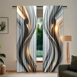 Striped Print Half-Blackout Curtains, Window Curtain, Fade Resistant Polyester Rod Pocket Bedroom Living Room Office All Seasons Decor