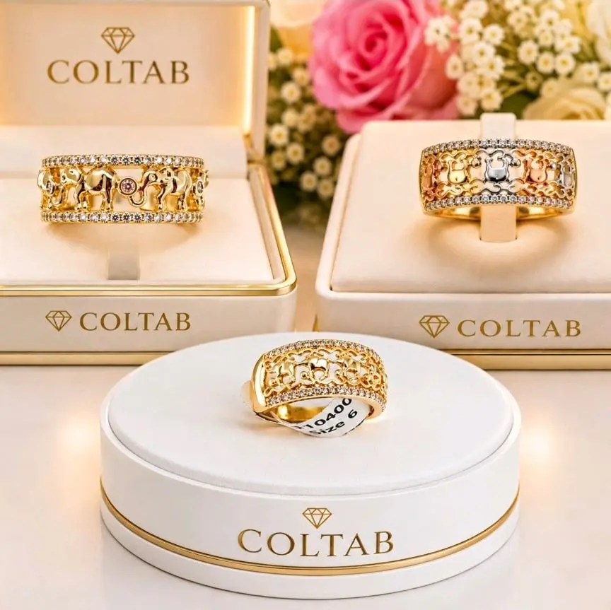 (R113) Elephant ring band goldplated (Goodluck)