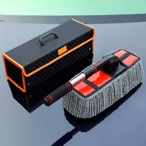 Car Wax Mop Cleaning Tool Set, Soft Bristle Brush Car Wash Kit, Dust Cleaner Duster, Rotating Vehicle Care Accessories