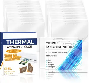 200 Pack 5mil 2.94x4.13" Thermal Laminating Pouches Badge Laminate Pouches Clear Laminated Luggage Tags Printable Laminator Pouches for Business Permits Cards (200, 2.94"x4.13"-5mil-with Holes)