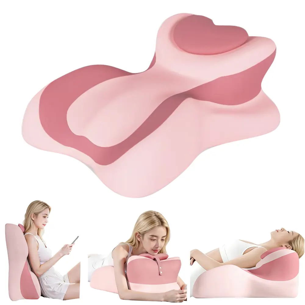 Ergonomic Heart-Shaped Memory Foam Breast Support Bolster Pillow - Lightweight, Cute Look, Soft Fabric, Pressure-Relieving Sleep Cushion for Bedroom/Sofa