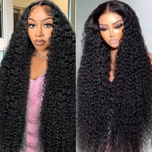 32 Inch Water Wave 13x6 HD Lace Front Wigs Human Hair Pre Plcked 200 Density Deep Part Curly Wig for Women with Baby Hair Water Wave Frontal Wigs Human Hair
