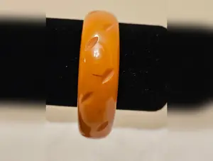 Bakelite - Carved Butterscotch Bangle - Tested - Vintage