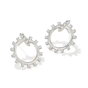 Kendra Scott Wesley Stud Earrings - Silver: Rhodium Over Brass, Post Closure, 0.85" Length, 5.2g Weight