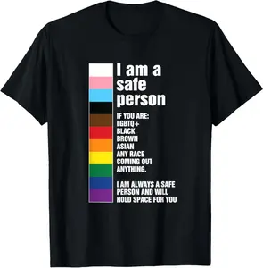 I Am A Safe Person Pride Ally You Are Safe With Me LGBTQ Casual Short Sleeve Cotton T-Shirt