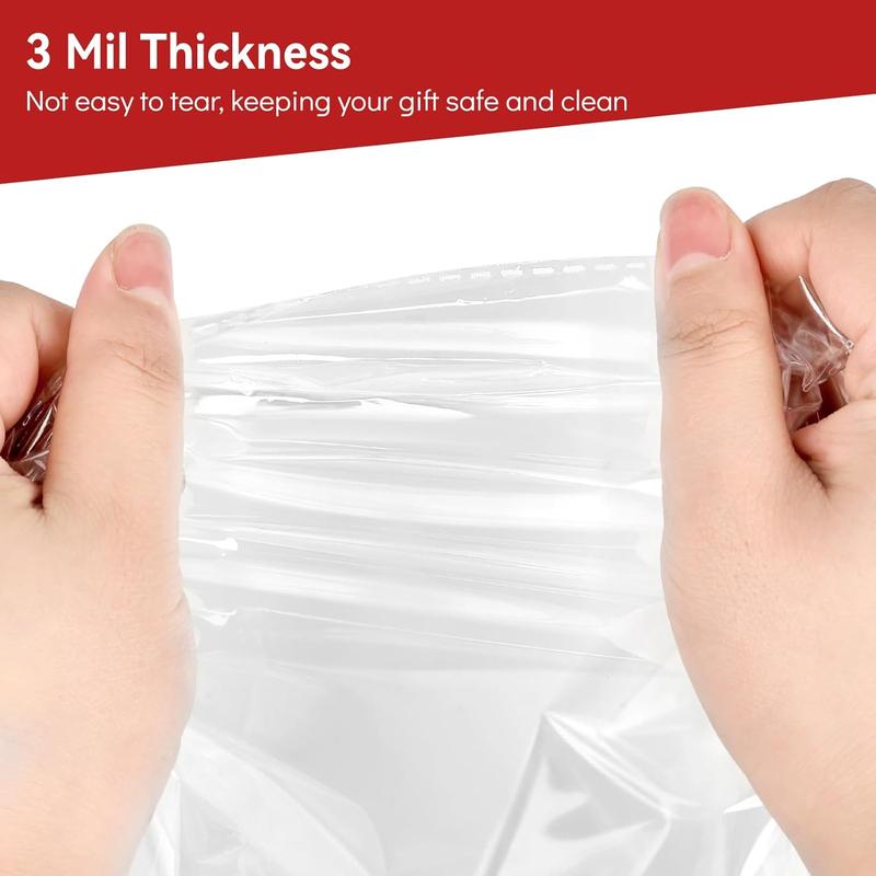 40"x 50"  Cellophane Bags, 6 count  Clear Cellophane Wrap 3 Mil Thick Plastic  Wrapping Bags for  Baskets Birthday  Shower Party Favors