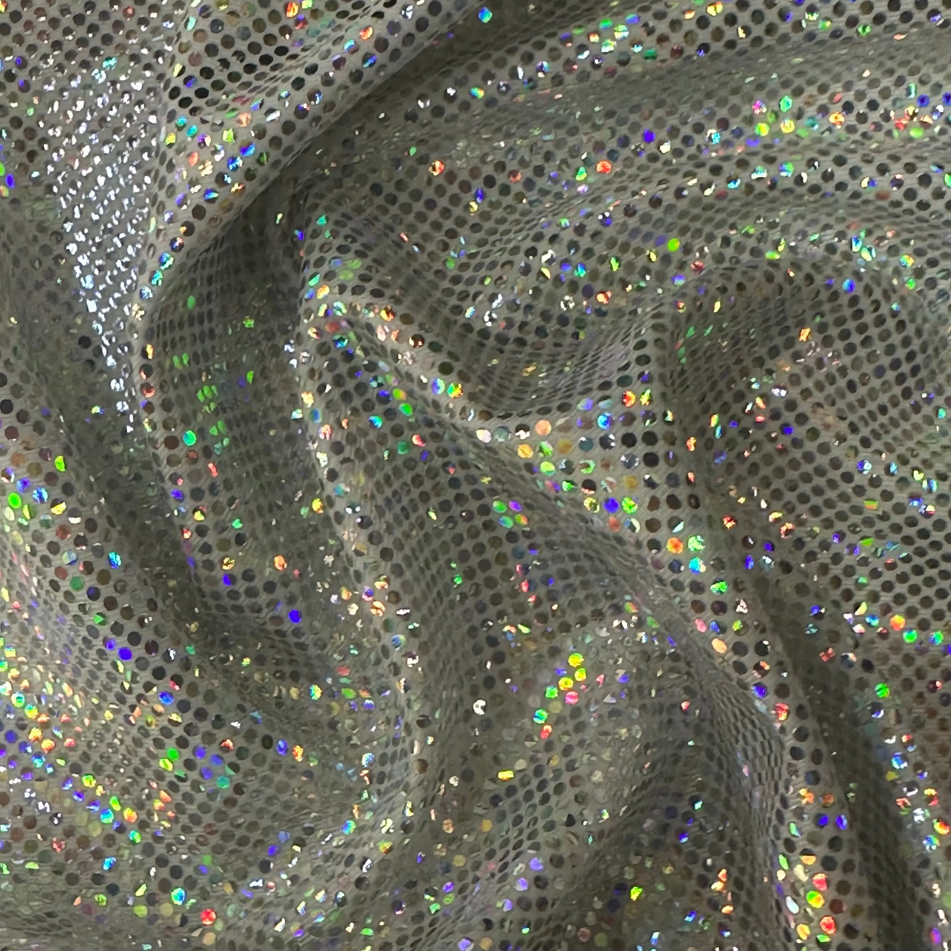 Radiant Shattered Glass Stretchable Spandex Fabric - Luminous Couture Luxe Flex, Holographic Activewear Fabric for Dancewear, Dressmaking & Fashion Accessories, Stretchable Fabric