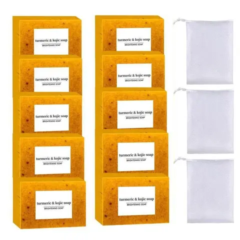 Comfortable Lemon Turmeric Skincare Cleansing Gift Set, 10 Pieces Brightening Face and Body Wash, Moisturizing Care Oil, Daily Skincare Kit, Beauty Bar Soap, Bath Products