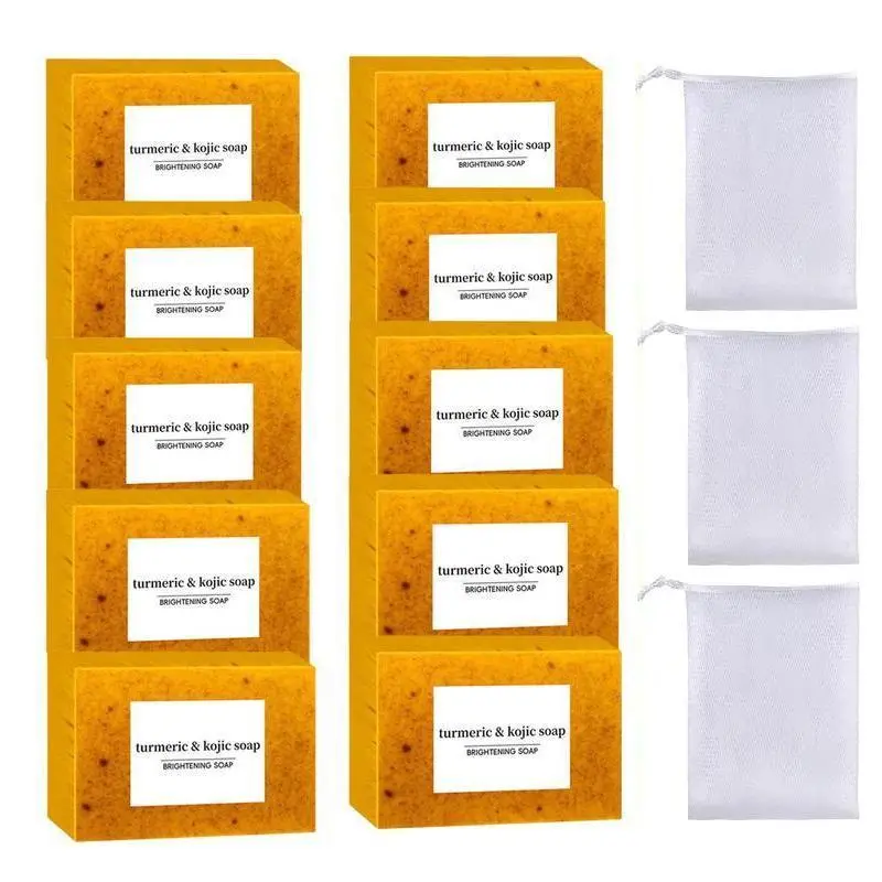 Comfortable Lemon Turmeric Skincare Cleansing Gift Set, 10 Pieces Brightening Face and Body Wash, Moisturizing Care Oil, Daily Skincare Kit, Beauty Bar Soap