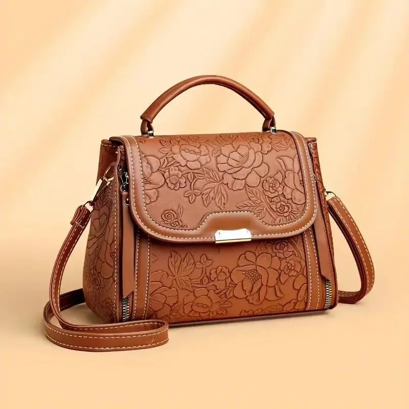 Ladies' Elegant Flower Embossed Handbag
