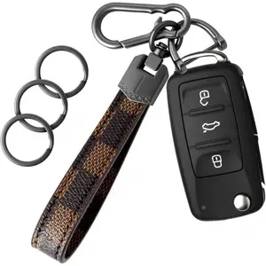 Leather Car Keychain,Carabiner Clip Key Fob Keychain for Home Car Keys Women Men