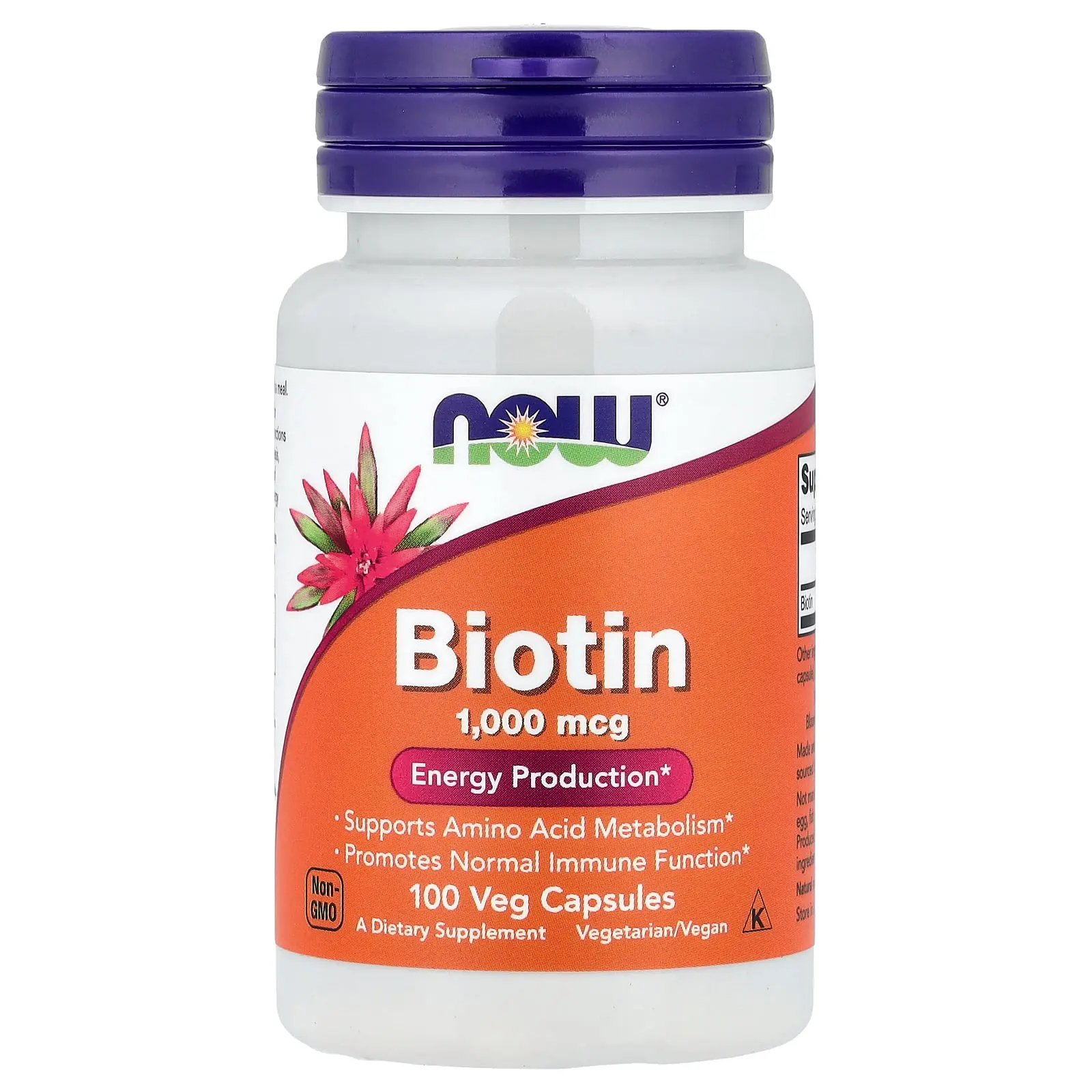 NOW Foods Biotin, 1,000 mcg, 100 Veg Capsules