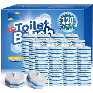 120 count Bulk Pack of Disposable Toilet Brush Heads,Toilet Wand Refills for Toilet Bowl Brush Cleaner Pads,Toilet Brush Replacement Compatible Heads with  Toilet Brushes