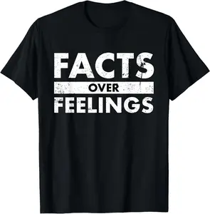 Facts Over Feelings Right Conservative Republican Political T-Shirt Pure Cotton Graphic Tees Menswear Top: Gifts for Men & Women