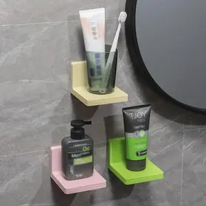 1pc Floating Shelves, Wall Mounted Storage Organizer Shelf, Bathroom Hanging Storage Rack, Storage Canister Holder, Non-Drilling Adhesive Organizer Bin Basket For Home Decor, Office, Bedroom, School, Bedside Table