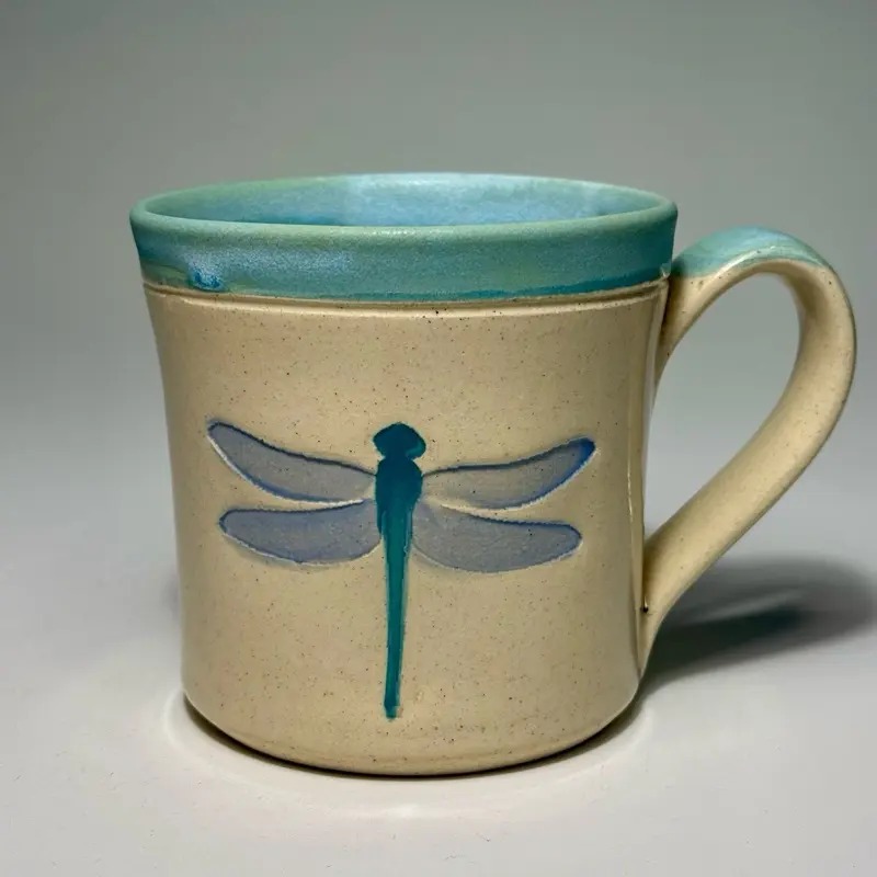 Matt Burton Pottery "Dragonfly" Animal-Themed Ceramic Pottery Coffee Mug - Beverage Drinkware for Daily Use, Coffee Mugs