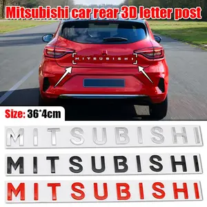 Mitsubishi Series 3D Long Letter Decorative Sticker, Front Grille Rear Trunk Badge Self-Adhesive Emblem, Fits Mitsubishi Lancer 9, ASX, L200, Colt, Pajero, Outlander, Eclipse, EVO