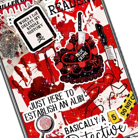 True Crime Reader Holographic Clear Case Insert for Kindle Paperwhite Basic | Book Lover Gift | Bookish Stickers for Kindle | Booktok | Thriller Books | E Reader Aesthetic | True Crime