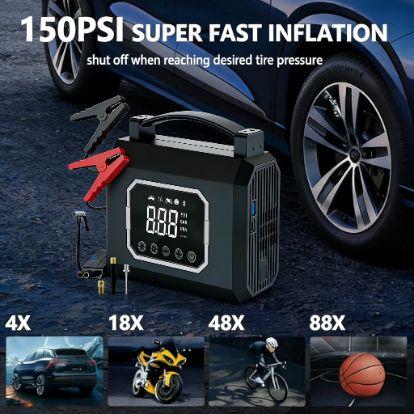 16000 Milliamps, Portable Power Supply, Portable Intelligent Power Supply And Inflation Device, Car Battery Emergency Starter With Tire Inflation Function, 9V/2V Car Battery Emergency Starter, Equipped With LED Lights