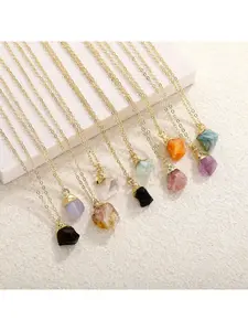 Natural crystal agate irregular pendants, natural stone plated pendants, crystal rough ornaments