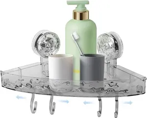 Shower Caddy Suction Cup Storage Rack Clear Acrylic Shower Shelves Glacier Water Ripples Corner Shelf For Bathroom Shower Accessories,grey B