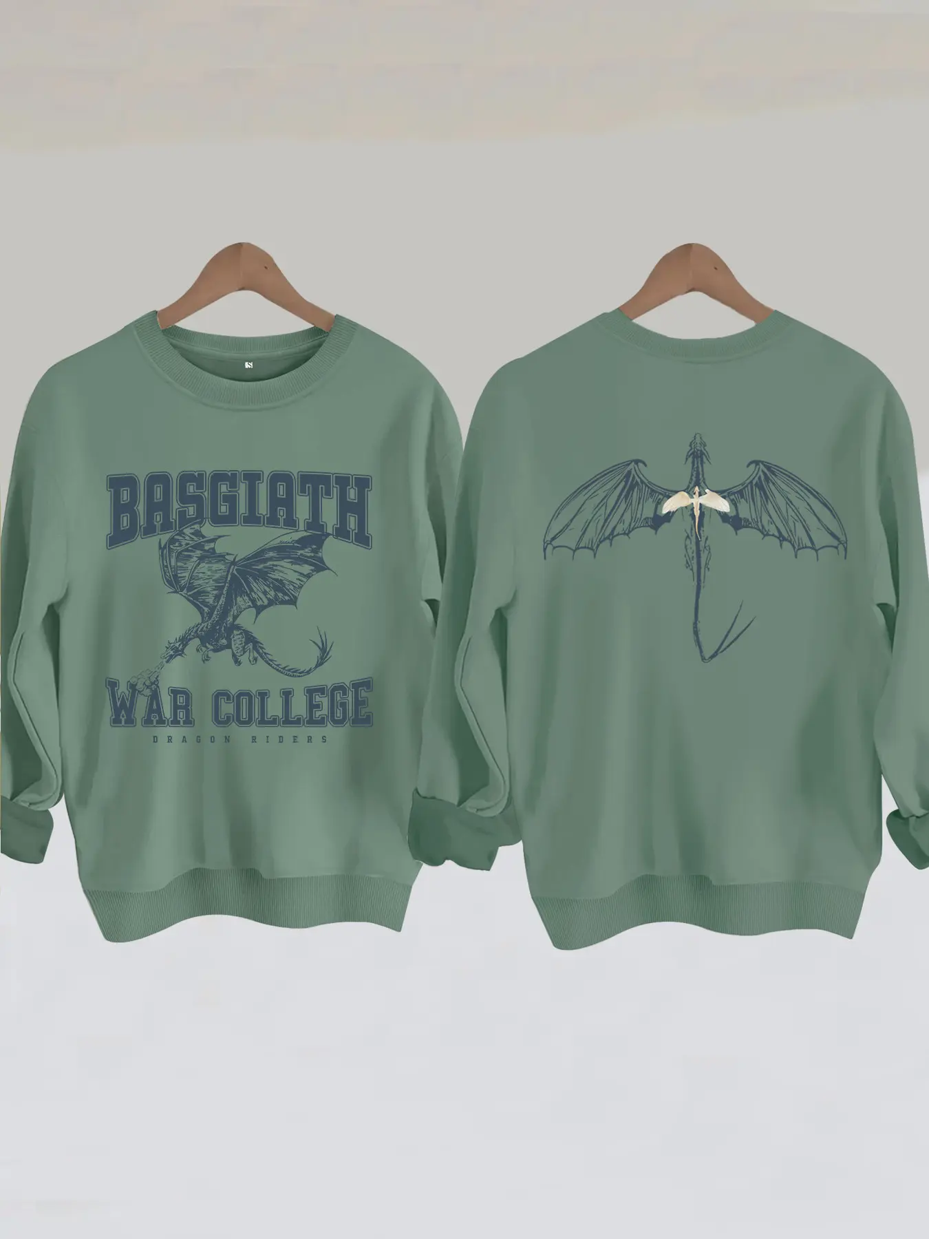 Women's Fourth Wing Four-Legged Dragon Sweatshirt, Casual Long Sleeve Crewneck, Graphic Print, Fall & Winter, Durable Polyester