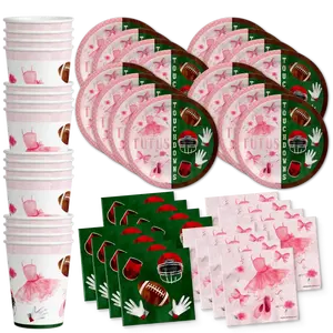 Birthday Galore Tutus or Touchdowns Gender Reveal Party Tableware Kit For 16 Guests