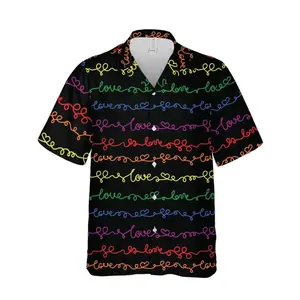 Beach Shirt Lgbt Gay Pride Love Pattern Unisex Hawaii Shirt , Aloha Shirt, Lesbian Hawaiian Shirts, Trendy Hawaiian Shirt for Men and Women, All over Print Hawaiian Perfect for Beach, Vacation, or Casual Summer Outfit