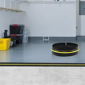 Heavy Duty PVC Weather Stripping Door Sweep with Yellow Horizontal Stripes (20ft Length, 3in Width), Flame Retardant V-2, -4~248℉ Wide Temp Range, Water Dust Pest Blocking for Residential Use, Cleaner Garage Fit for Up-and-Over Sectional Doors