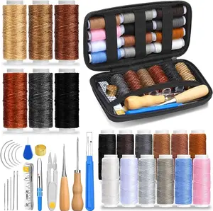 Upholstery Repair Kit, Leather Sewing Kit, Sewing Thread, Waxed Thread, Heavy Duty Hand Sewing Needles, Sewing Awl, Heavy Duty Sewing Kit for Car Carpet Sofa Shoe