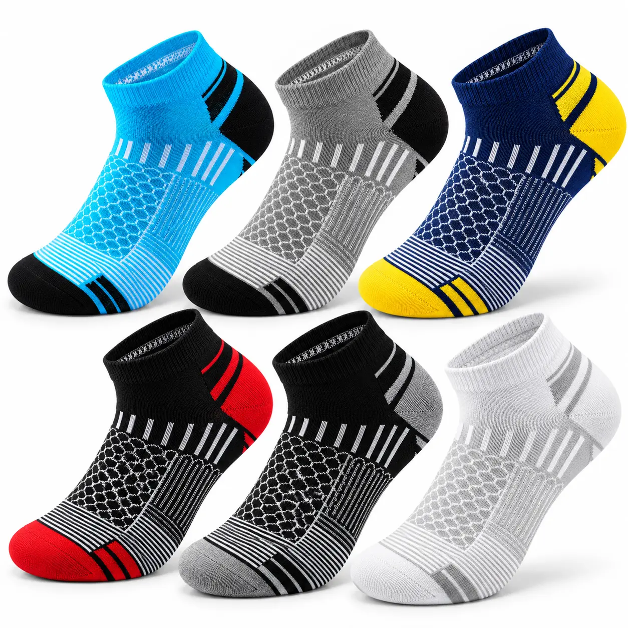 Men's Low-Cut No-Show Dry Sports Socks - Menswear, 60 Pairs Random Plain/Solid Colors, Absorbent for Summer, Autumn Sports Use